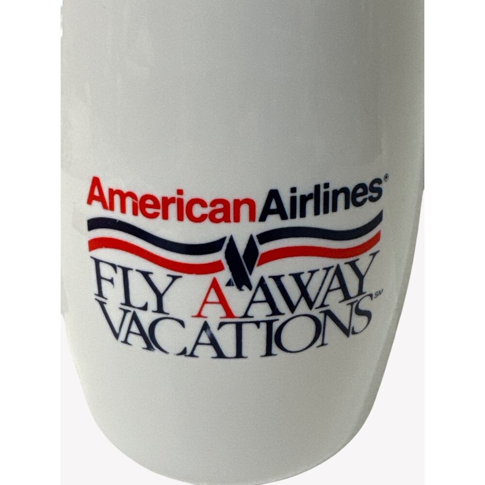 American Airlines Fly AAWay Vacations Coffee Mug White Red Blue FAV Sabre - Picture 2 of 9